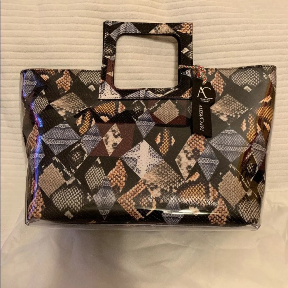 Alessi acapri snake print leather made in Italy purse
